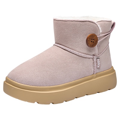 kappa女鞋棉鞋粉色新款2026秋冬厚底休闲鞋子女款二棉加厚雪地靴