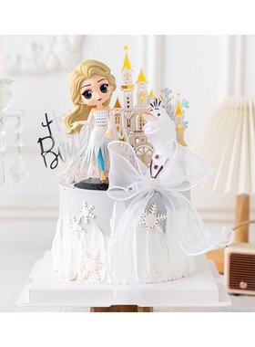 女孩女生蛋糕装饰冰雪女王