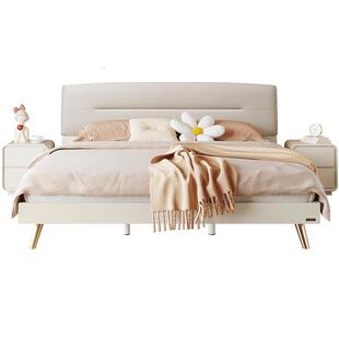 全友家居奶油风单人储物收纳床1米5现代简约卧室家具1米8双人大床