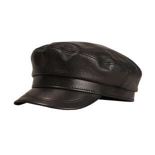 男士大头围纯皮解放帽秋冬季贝雷帽真皮帽子保暖船长帽平顶鸭舌帽