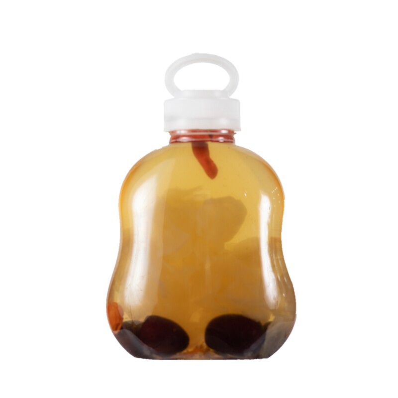 网红pet透明塑料瓶带孔手提一次性饮料瓶果汁瓶创意奶茶杯打包瓶