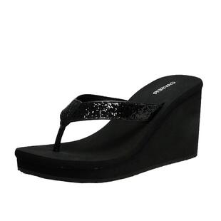 CAVSER夏季超高跟防水台人字拖女式夹脚厚底松糕凉拖鞋防滑沙滩鞋