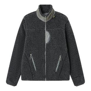 CryingCenter漩涡刺绣复古立领羊羔绒拼色夹克加厚冬季保暖外套