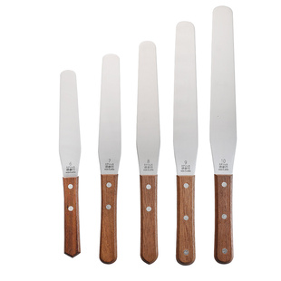 日本进口 堺孝行奶油蛋糕抹刀木柄直柄不锈钢烘焙工具8寸小嶋推荐