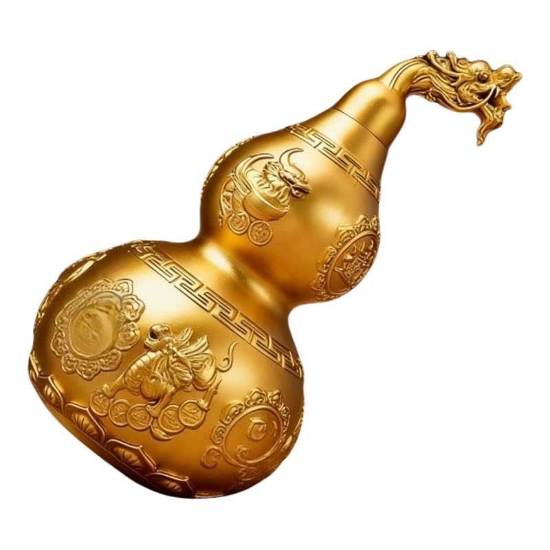 纯黄铜十二生肖浮雕葫芦摆件精工雕刻招财客厅装饰品师傅推存富法