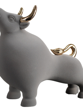 植绒牛气冲天装饰摆件开业礼品