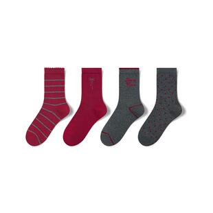 耐尔袜子女秋冬款保暖中筒袜女士棉袜本命年礼物红袜红色长袜女袜