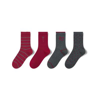 本命年中筒袜耐尔棉保暖红色女袜