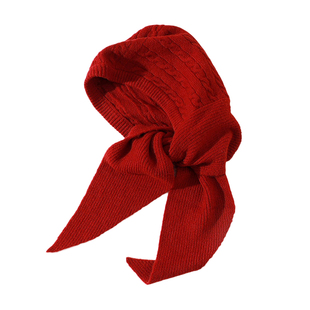 红色针织帽子围巾一体女秋冬季保暖防寒护耳帽大头围巴拉克拉法帽