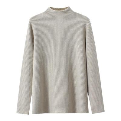 加绒毛衣大码半高领套头针织衫女