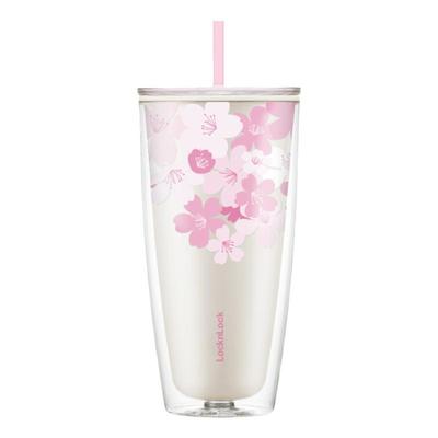 乐扣乐扣夏季水杯吸管大容量樱花