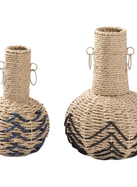 手工编织纸绳材质装饰花瓶室内干花仿真花装饰花瓶家居创意摆件