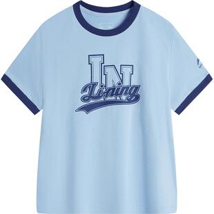 李宁儿童纯棉短袖T恤女孩新款夏季女童装男孩男童小大童上衣夏装