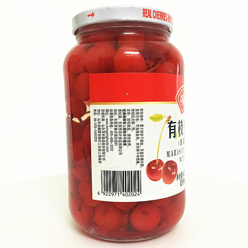 味林有枝红樱桃710g鸡尾酒装饰