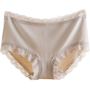 外贸内裤女原单日单出口日本中腰少女短裤薄蕾丝三角包臀大码胖mm