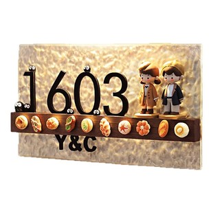 门牌号高级感轻奢创意定制2026年新款住宅家用入户门号码牌酒店公寓出租屋奶油风可爱玩偶装饰房间门号数字贴