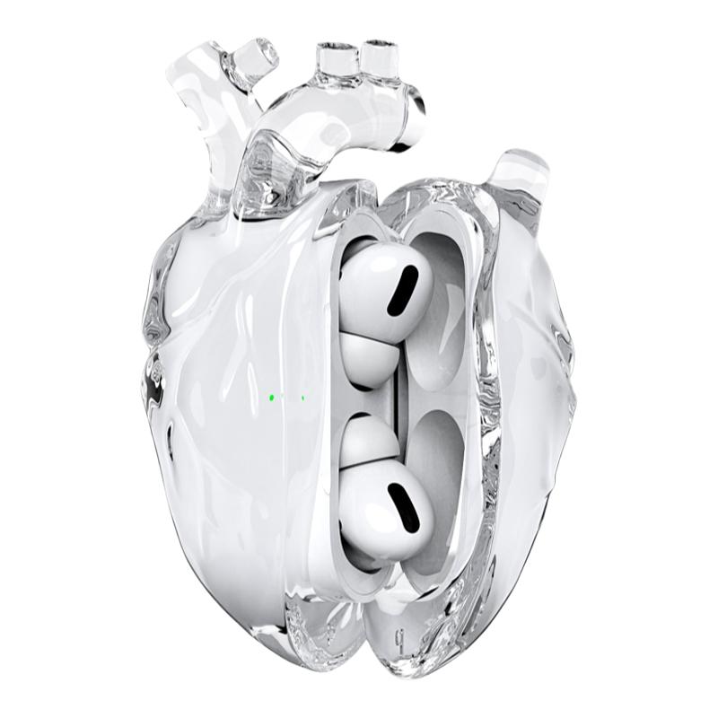 808FC原创心脏Airpodspro2苹果耳机壳液态硅胶保护套airpods4透明硅胶防摔pro一代二代2024款C口
