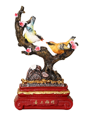 喜上眉梢发财树摆件新中式艺术品