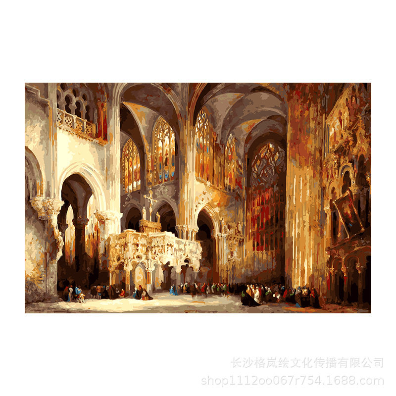 欧式数字油画手工填色客厅装饰画