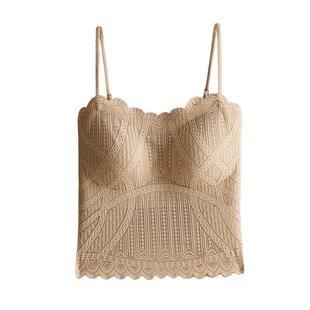 蕾丝性感吊带背心女带胸垫美背防走光细肩带外穿打底内搭白色内衣