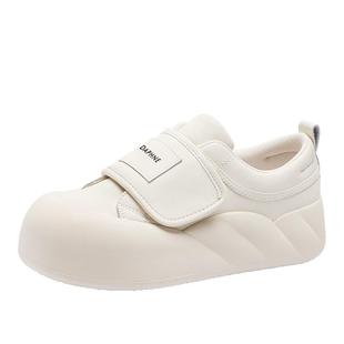 达芙妮小白鞋女板鞋2025新款魔术贴厚底增高秋冬加绒大头面包鞋子