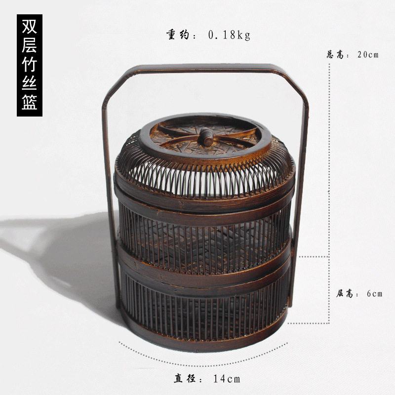 竹编复古多层食盒提篮篮中式复古结婚送饭篮便携收纳盒精品礼品盒