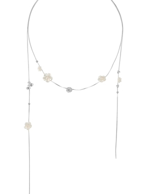 原创设计超仙小白花长款纯银项链