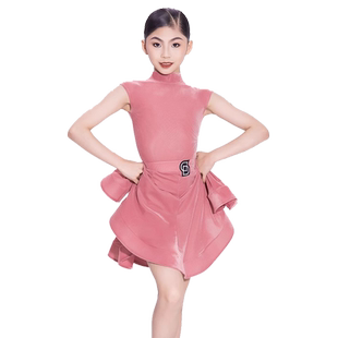 Dancebaby拉丁舞服2026新款比赛服小高领反V领丝绒规定服DAS722
