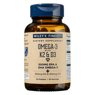 Wiley's Finest阿拉斯加深海鱼油omega3维生素D3K2增强免疫力DHA