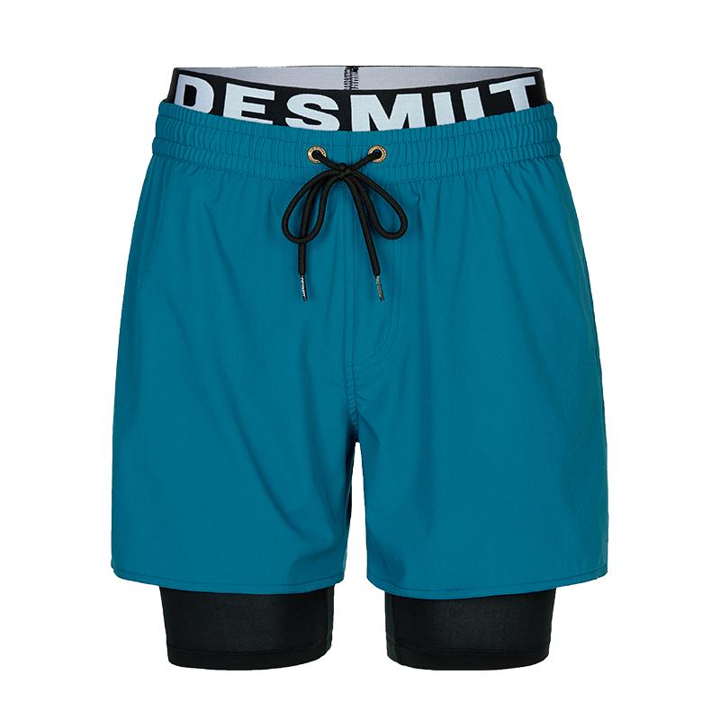 desmiit 男士平角泳褲雙層運(yùn)動(dòng)可下水沙灘褲成人速干沖浪游泳短褲