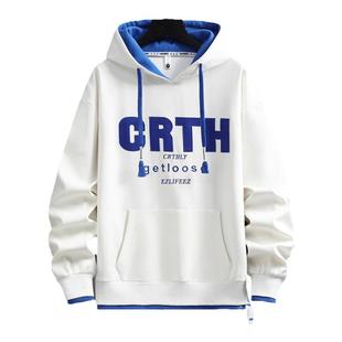 青少年连帽加绒卫衣男孩休闲假两件学生两件套加厚长袖运动套装男