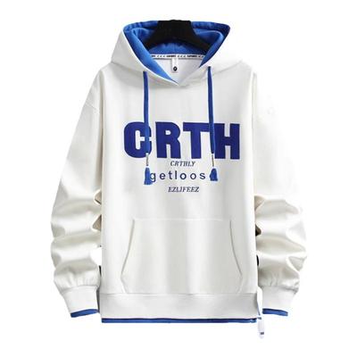 青少年连帽加绒卫衣男孩假两件