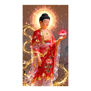 阿弥陀佛十字绣新款线绣客厅玄关家用供奉画像如来佛祖全砖钻石画