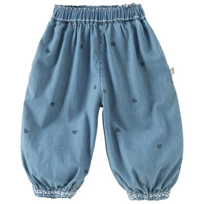 戴维贝拉女童牛仔裤2026夏装新款裤子宝宝A类长裤儿童洋气灯笼裤