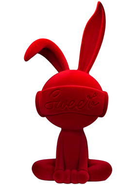 红色喜庆兔子摆件玄关桌面装饰品