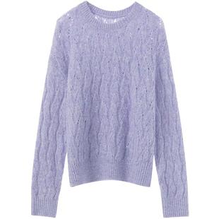 LAGOGO含羊毛绞花针织衫女拉谷谷2025冬季新款温柔上衣OCMM499K22