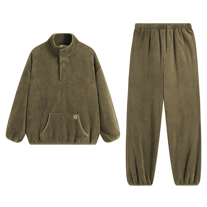 冬季珊瑚绒情侣休闲可外穿家居服