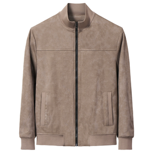 2026立领机车风夹克鹿皮绒修身防风外套美式商务休闲加厚男装新款