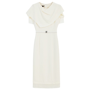 【刘涛同款】YINER音儿2026夏季新款荡领醋酸混纺拼接流苏连衣裙