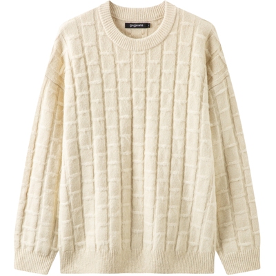 gxg.jeans男装 多色不规则纹理设计圆领毛衣针织衫线衫 25冬新品