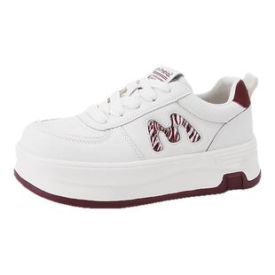 蜘蛛王小白鞋女2025秋季厚底增高休闲运动鞋时尚潮流真皮透气板鞋