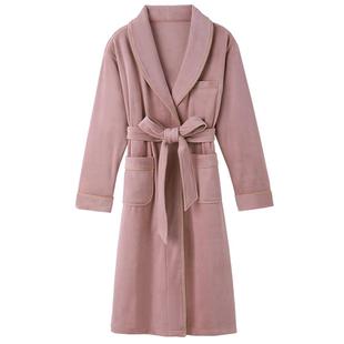 睡袍女冬季珊瑚绒加厚加绒长款浴袍睡衣秋冬海岛绒大码浴衣家居服