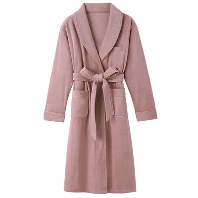 睡袍女秋冬珊瑚绒长款浴袍睡衣