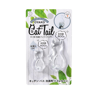 日本免打孔挂钩厨房强力透明可爱猫咪粘钩墙壁门后衣帽挂勾无痕钩