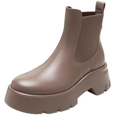 莱尔斯丹商场同款圆头厚底短靴