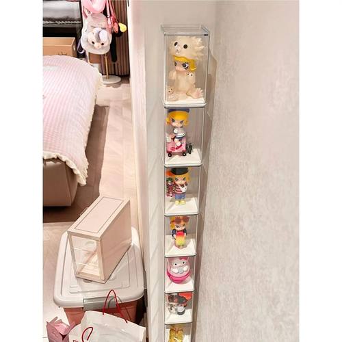 盲盒收纳展示盒墙角单个手办展示架可叠加亚克力高透明防尘收纳盒