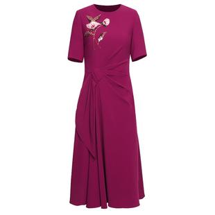 创意狐红色礼服裙高级质感晚宴会主持人气质小礼裙演出服连衣裙女