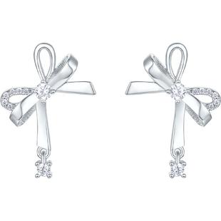 周六福耳钉女蝴蝶结耳饰耳环S925银高级感时尚送女友本命年礼物