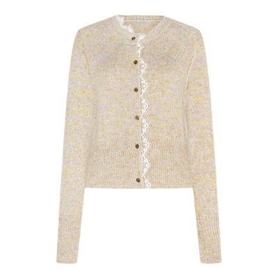 邱莹莹HELA AOMI“蕾丝物语”绵羊毛52.5%莱赛尔山羊绒针织开衫