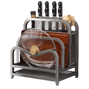 德力西厨房置物架多功能不锈钢刀架砧板菜刀具筷笼锅铲勺一体收纳